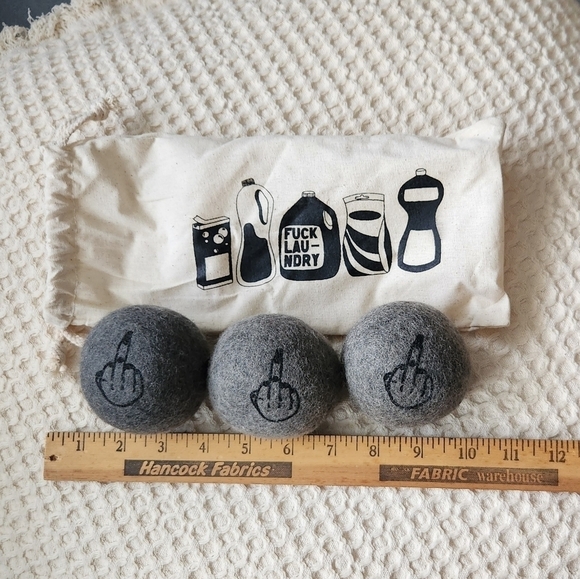 "F*ck Laundry" Wool Dryer Ball Set - Picture 3 of 4